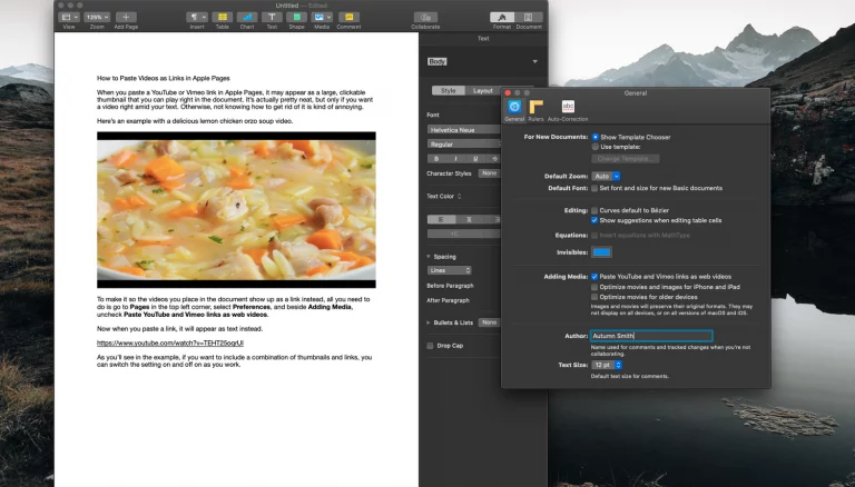 Apple Pages Video Links