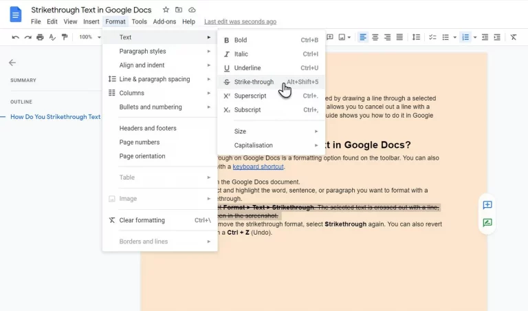 GoogleDocs Strikethrough