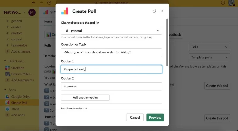 Simple Poll Slack