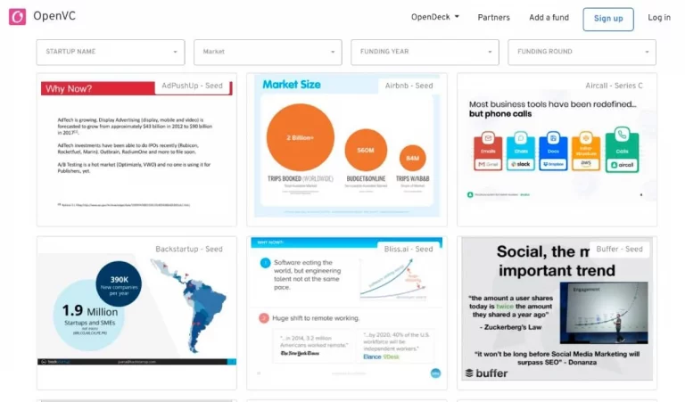 best sites for startup pitch deck examples templates opendeck