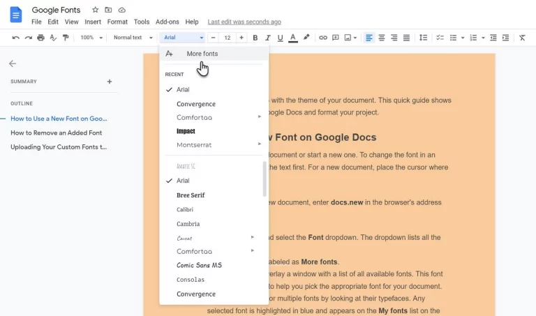 Google Doc More Fonts