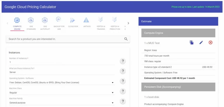 Google Pricing Calculator Overview