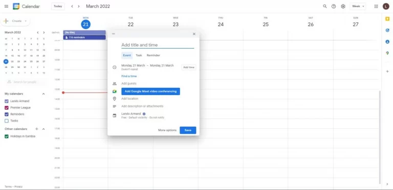 Google calendar workspace