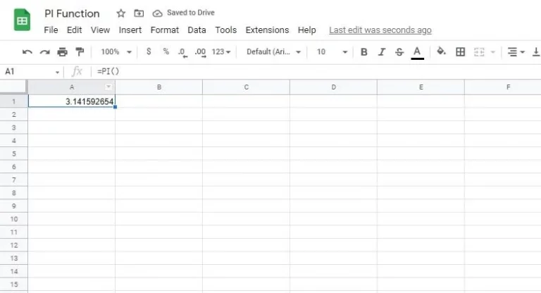 How to Use the PI Function in Google Sheets 3