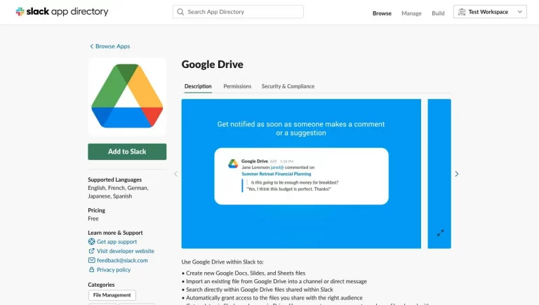 Slack App Google Drive
