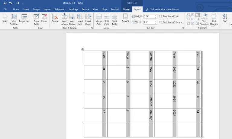 Table with text rotated 1