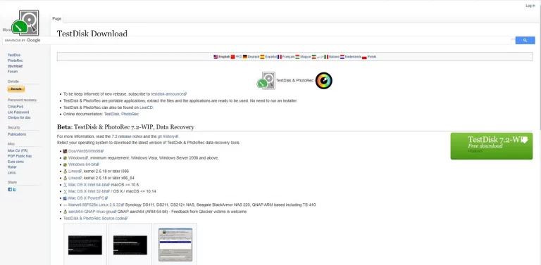 TestDisk download page