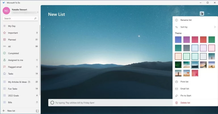 To Do customization options