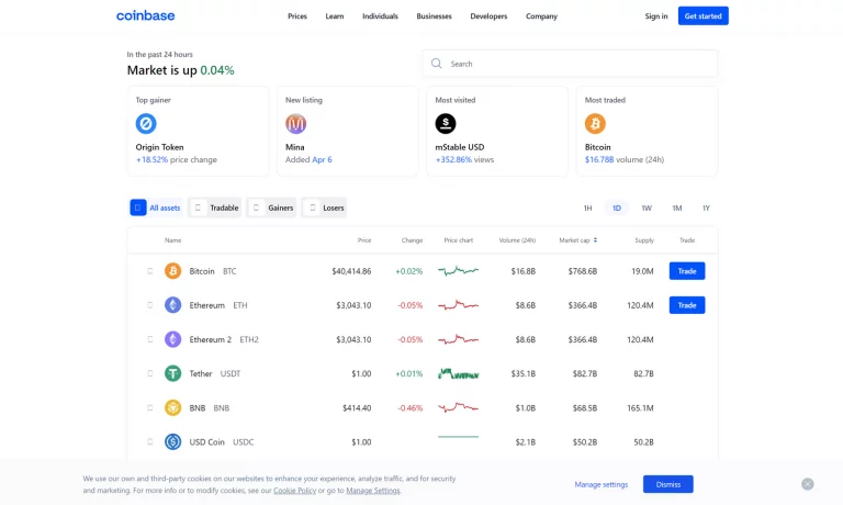 coinbase market screenshot