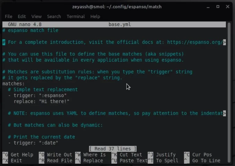 configuring Espanso matches