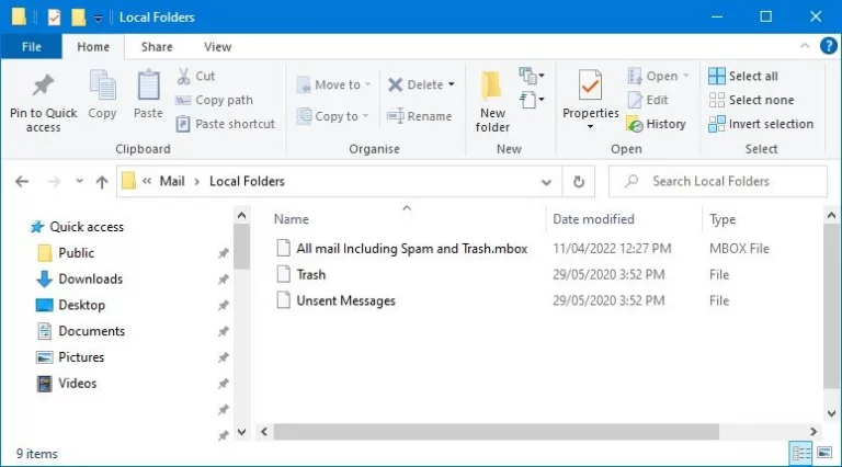 file explorer thunderbird local folders