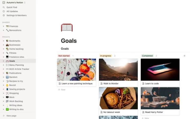 7 Features Notion visual goals