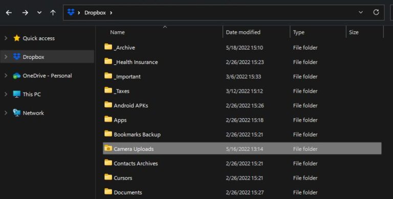 Dropbox Folder Organization Example