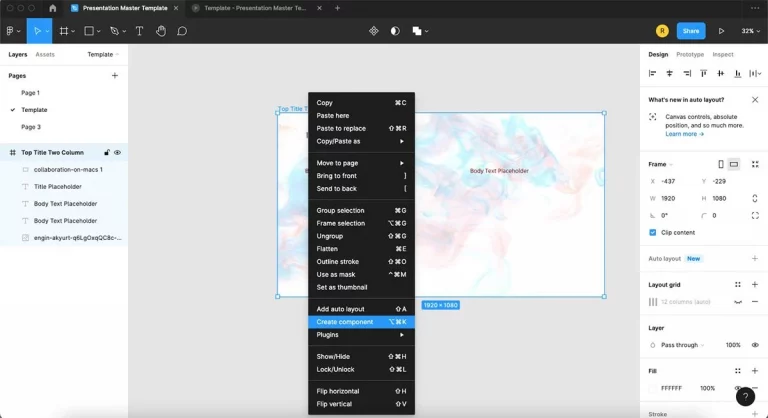 Figma create component