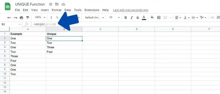 How to Use UNIQUE in Google Sheets