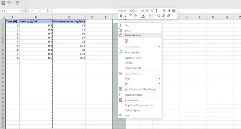 excel columns cut