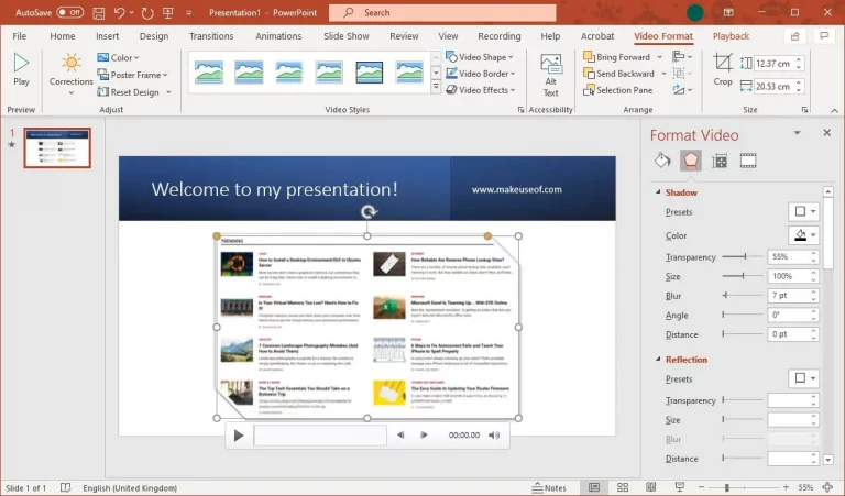 formatting a powerpoint screen recording