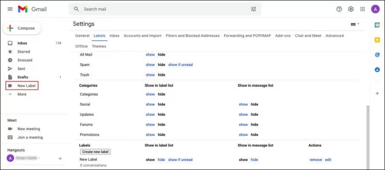 gmail new label