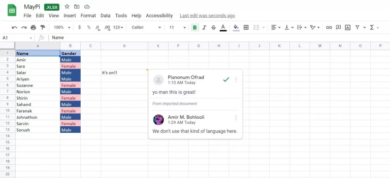 google sheets excel