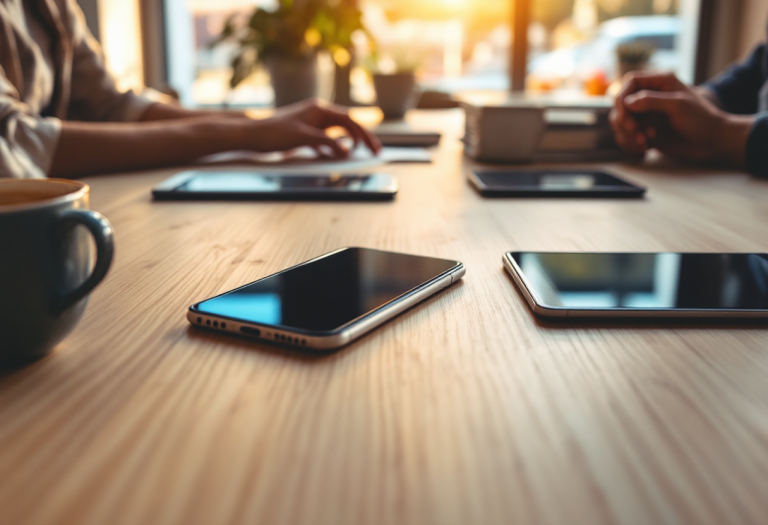 Dispositivi mobili per aziende in un ambiente di lavoro