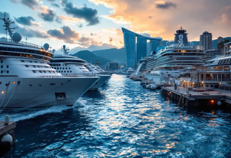 Porto di Agropoli con navi da crociera in arrivo