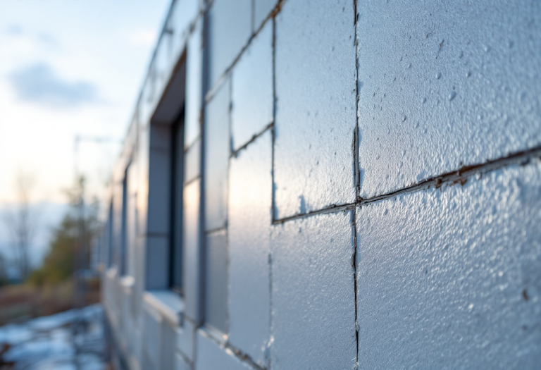 Cappotto termico installato su una facciata di casa