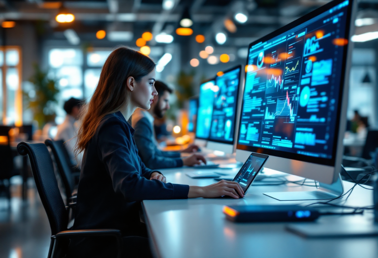 Rappresentazione dell'impatto dell'IA sul lavoro moderno