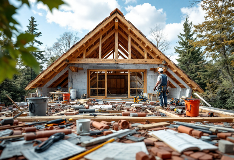 Immagine di un tetto in fase di rifacimento nel 2025