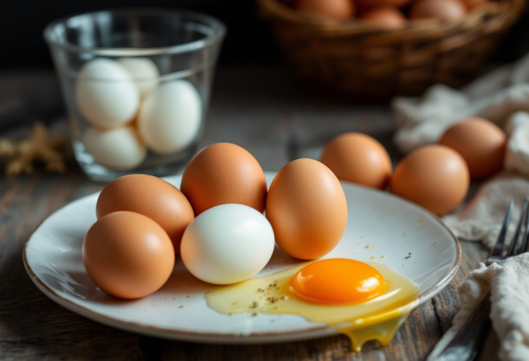 Uova crude con rischio di salmonella