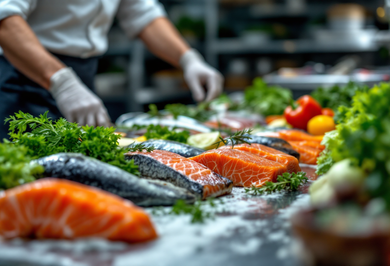 Immagine di salmone contaminato che preoccupa i consumatori