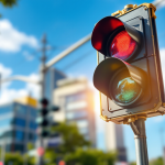 Immagine di un semaforo rosso con segnale di stop