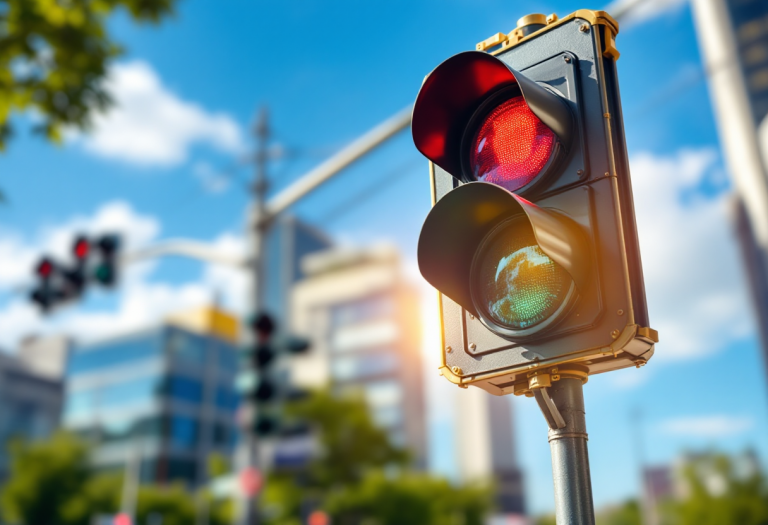 Immagine di un semaforo rosso con segnale di stop