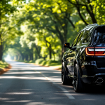 Amadeus sorride accanto al suo nuovo SUV elegante