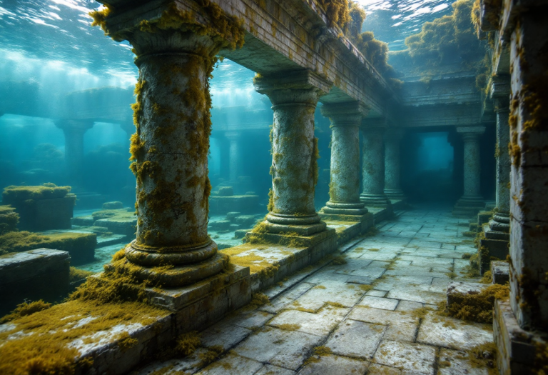 Immagine di una città sommersa al largo della Sicilia