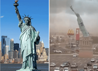 il vento abbatte la statua della liberta ma non quella di new york il video 2